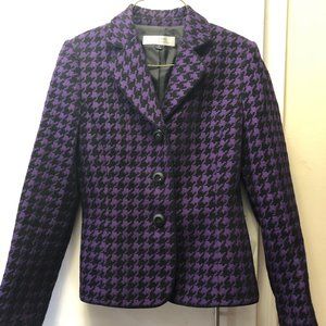 Womens Purple/Black Houndstooth Blazer. Tahari